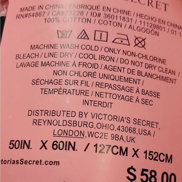 NWT Victoria's Secret Pink, Coral, Mint & Yellow Striped Blanket - Picture 5 of 7